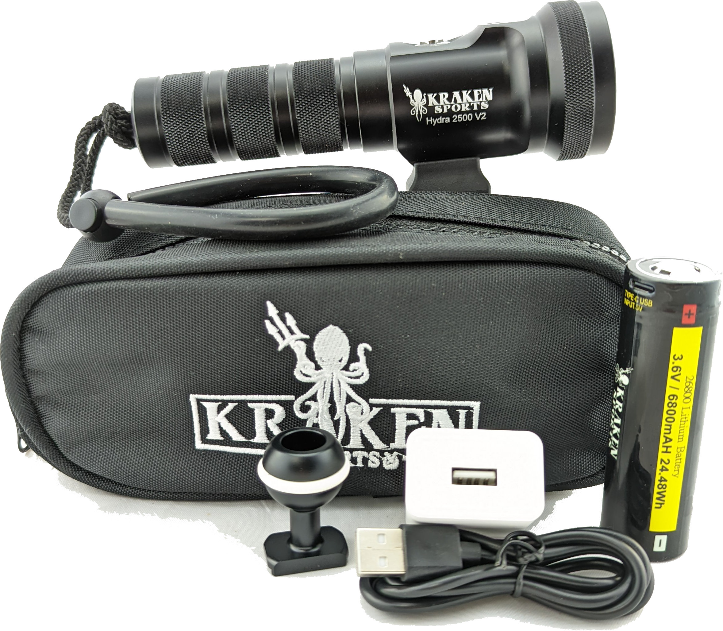 Kraken By I-Torch Hydra 2500 V2 Dive Light with RGB LED's