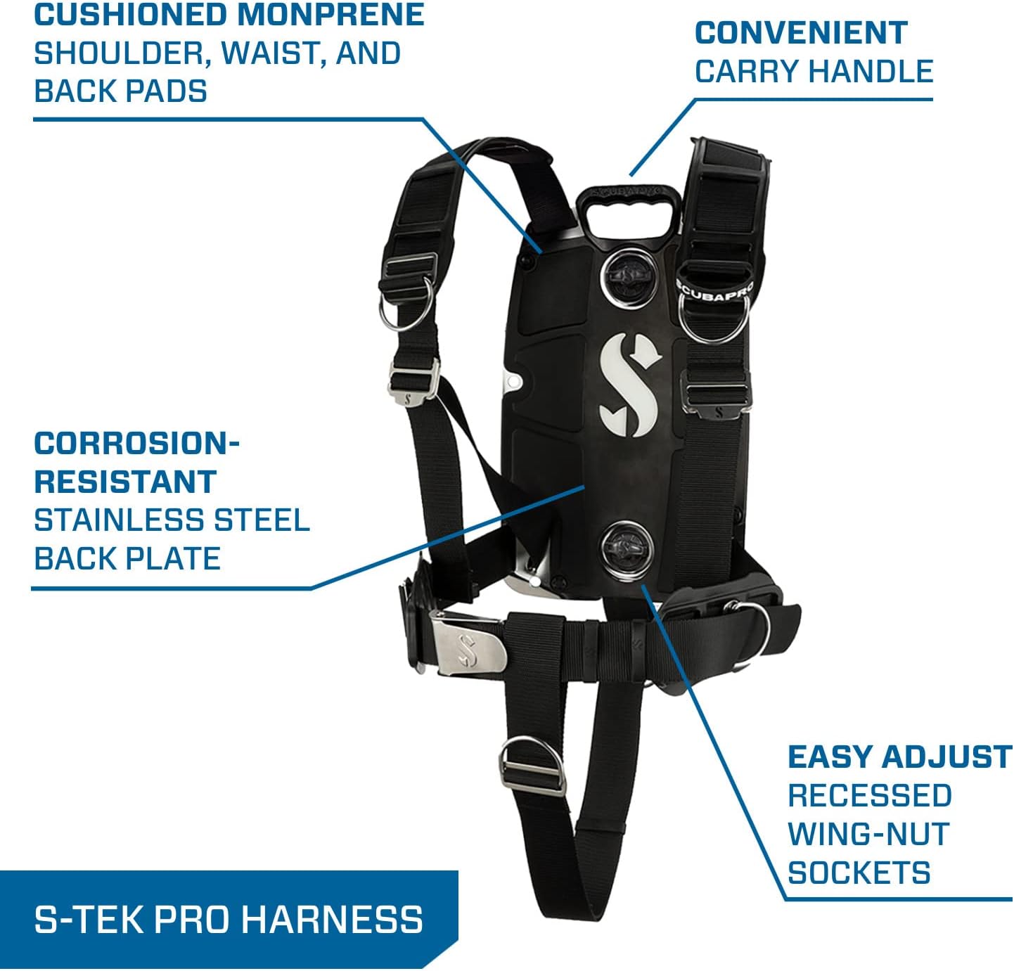 ScubaPro S-TEK Pro Back Plate / Wing Harness System for Single or Twin Tank Diving