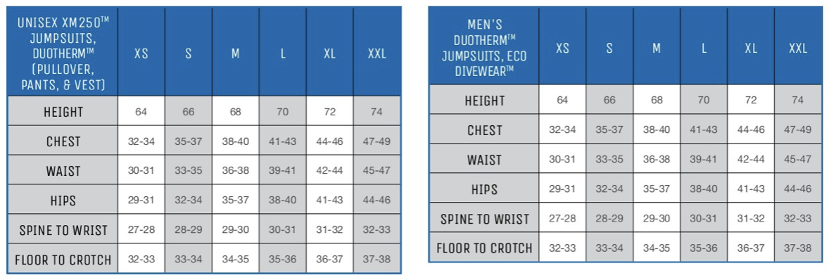 DUI Duotherm II 300 Fleece Drysuit Undergarment Pieces
