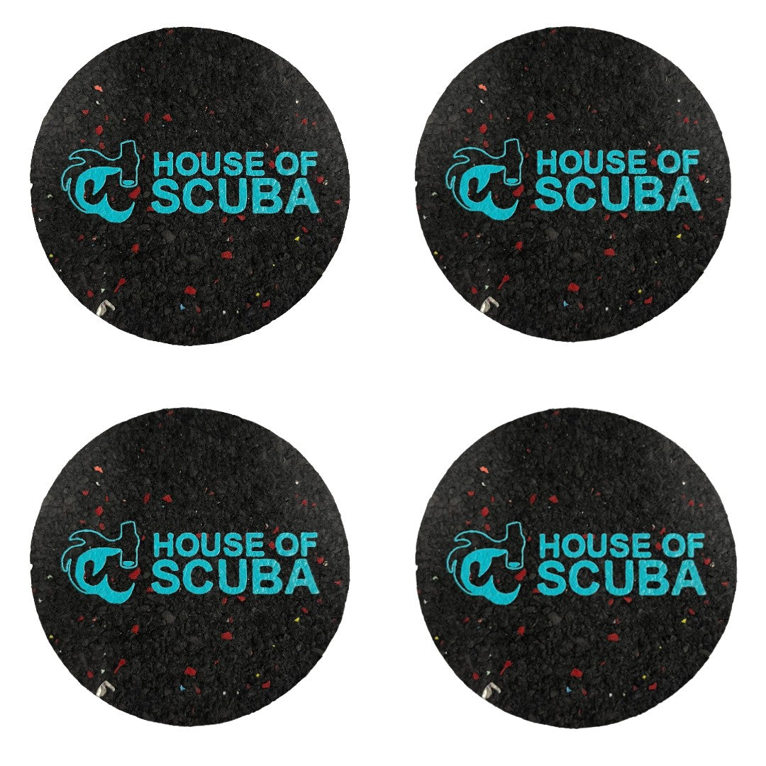Lava Rubber Upcycled Rubber Material Coaster with House of Scuba Logo