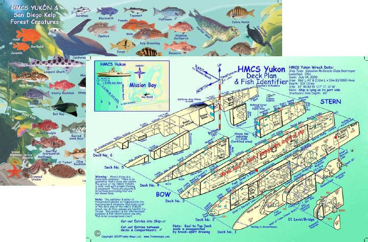 Franko's Laminated California Fish ID Cards with Dive Map