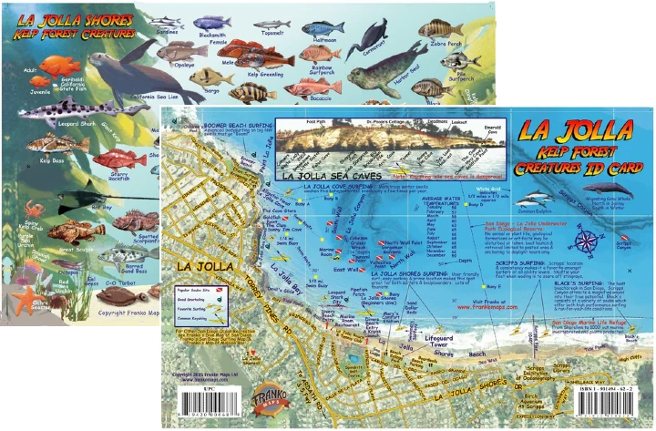 Franko's Laminated California Fish ID Cards with Dive Map