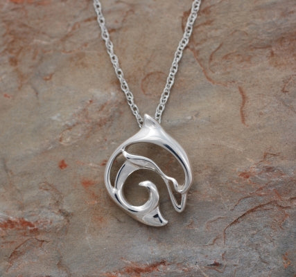Big Blue Aquatic Mini Silver Pendant on 18