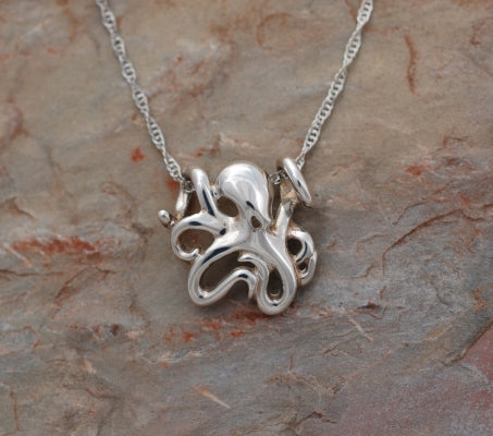 Big Blue Aquatic Mini Silver Pendant on 18