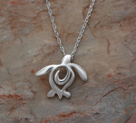 Big Blue Aquatic Mini Silver Pendant on 18