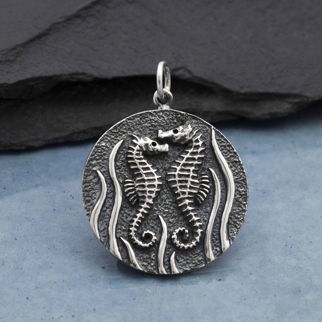 Sea Horses Sterling Silver Charm Necklace Artisan Pendant Ocean Sea Jewelry