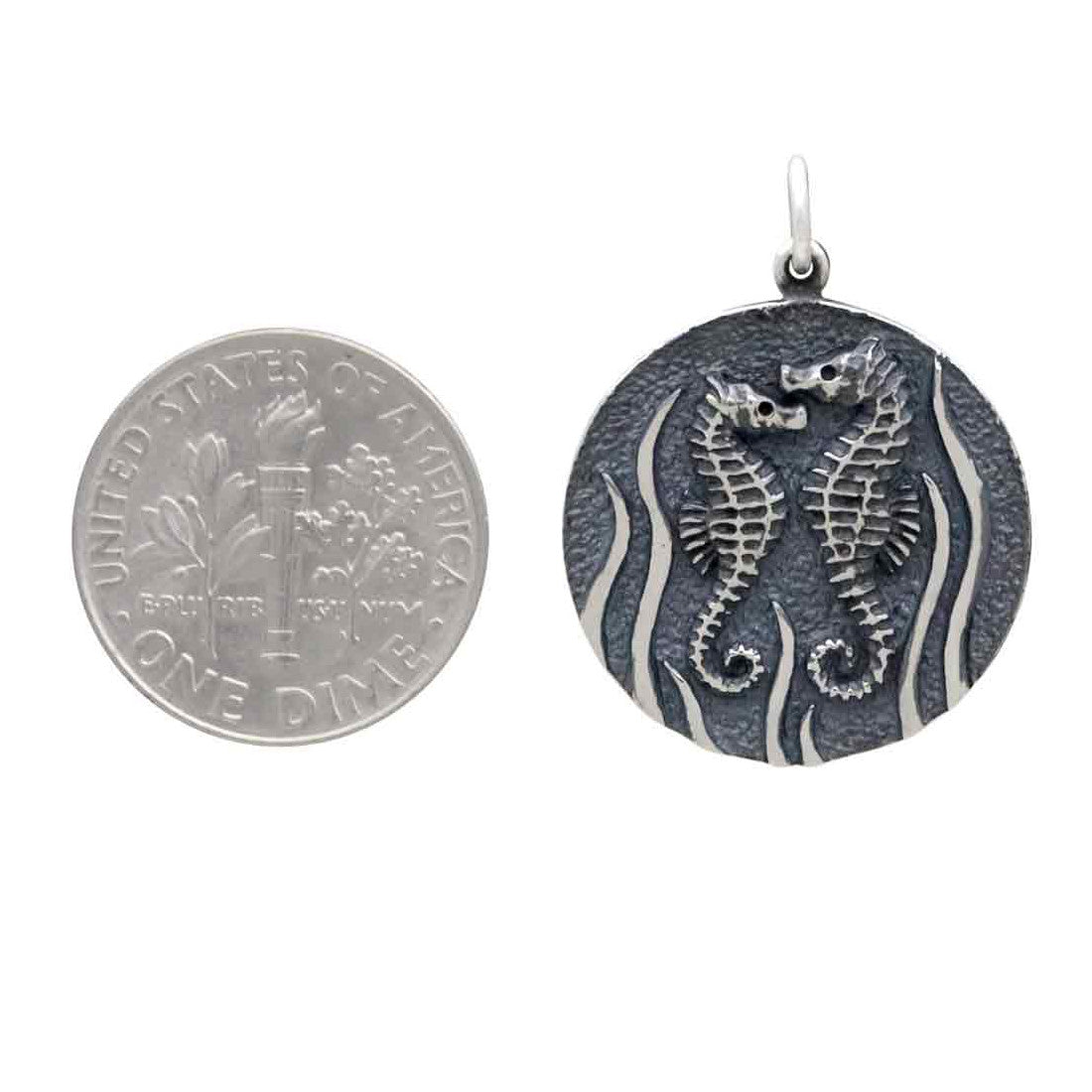 Sea Horses Sterling Silver Charm Necklace Artisan Pendant Ocean Sea Jewelry