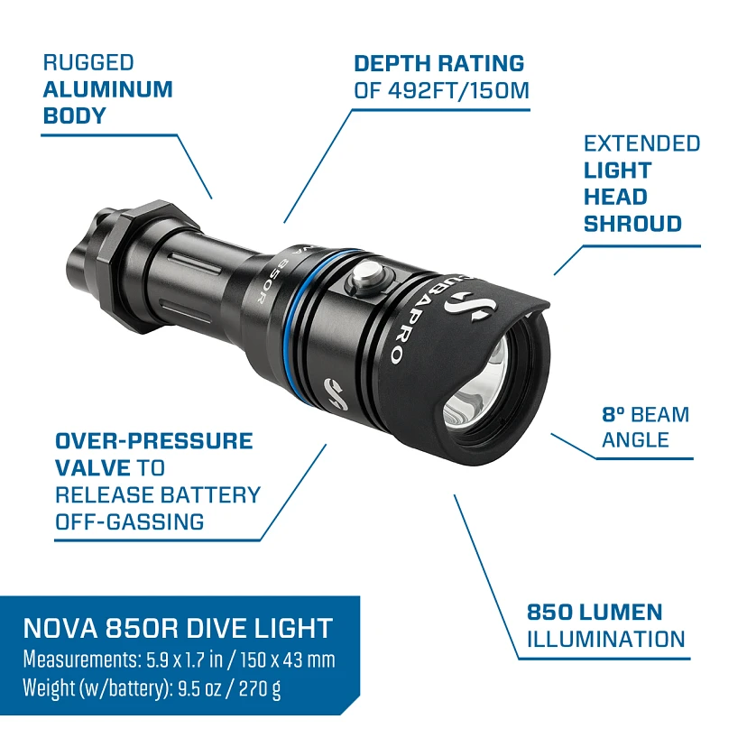 ScubaPro NOVA 850R Scuba Diving Light