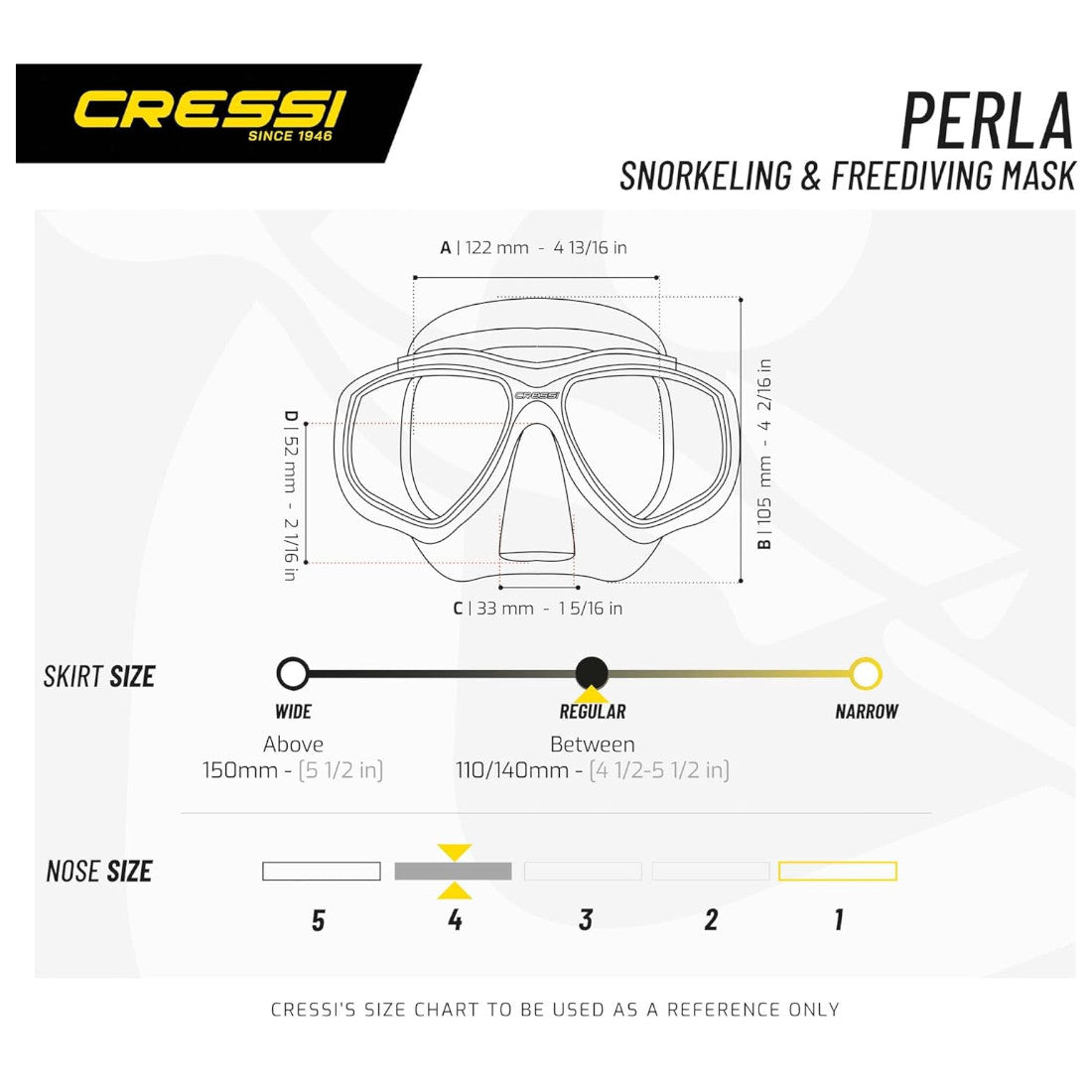 Cressi Perla Mask Freediving Snorkeling Mask