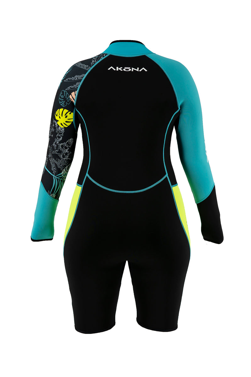 Akona 3/2mm Womens Tropic Front Zip Long Sleeve Shorty Wetsuit