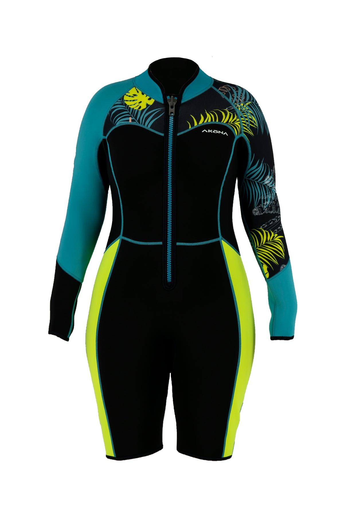 Akona 3/2mm Womens Tropic Front Zip Long Sleeve Shorty Wetsuit
