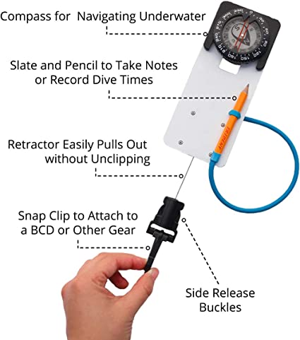 Trident Diving Slate with Retractor and Compass