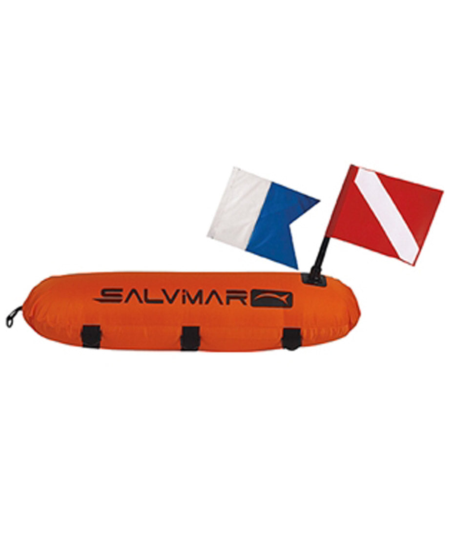 Salvimar Torpedo Dive Signal Marker Buoy SMB Float with Fabric Cover, Rings and Two Flags