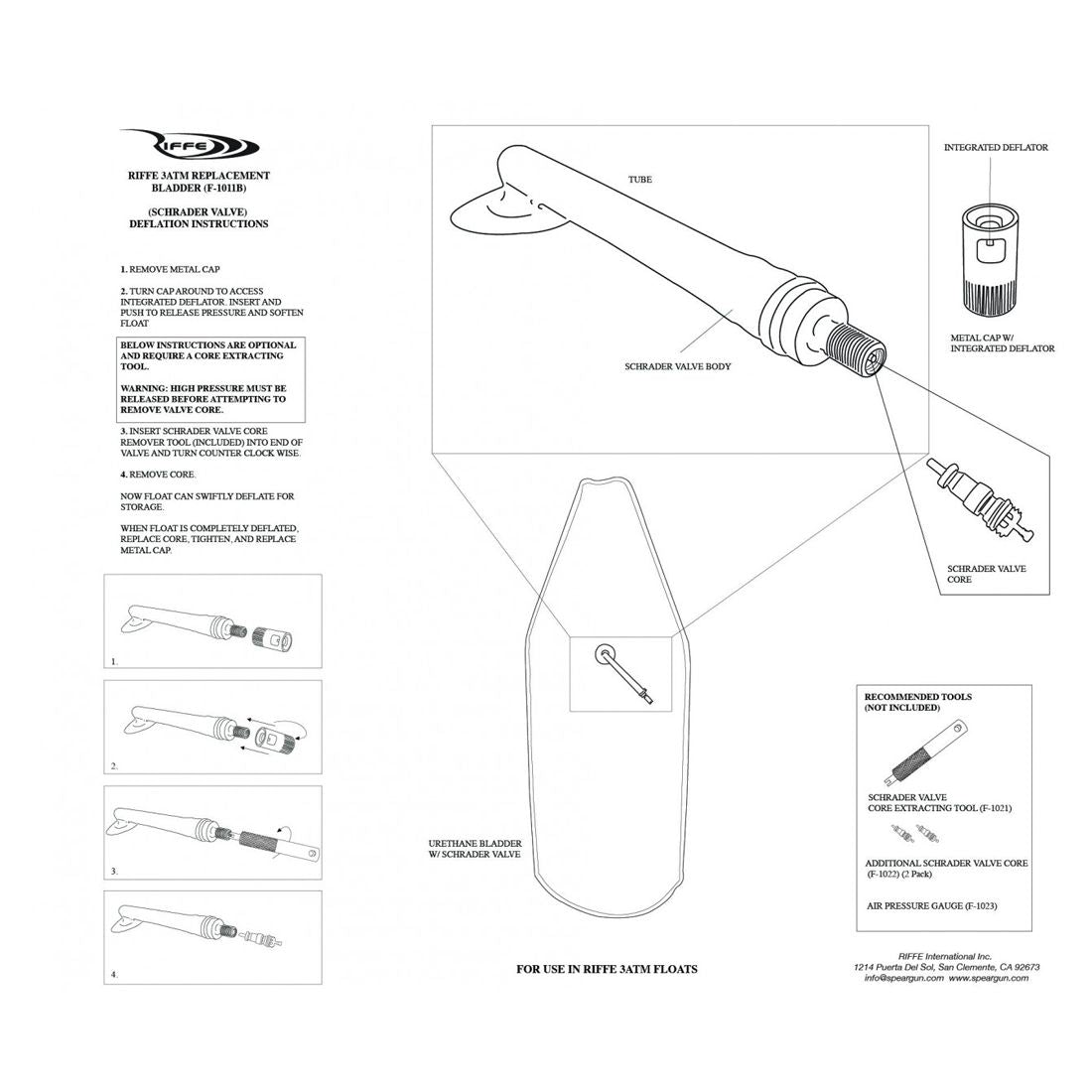 Riffe Replacement Bladder for 3 ATM Dive Signal Marker Buoy SMB Float with Schrader Valve