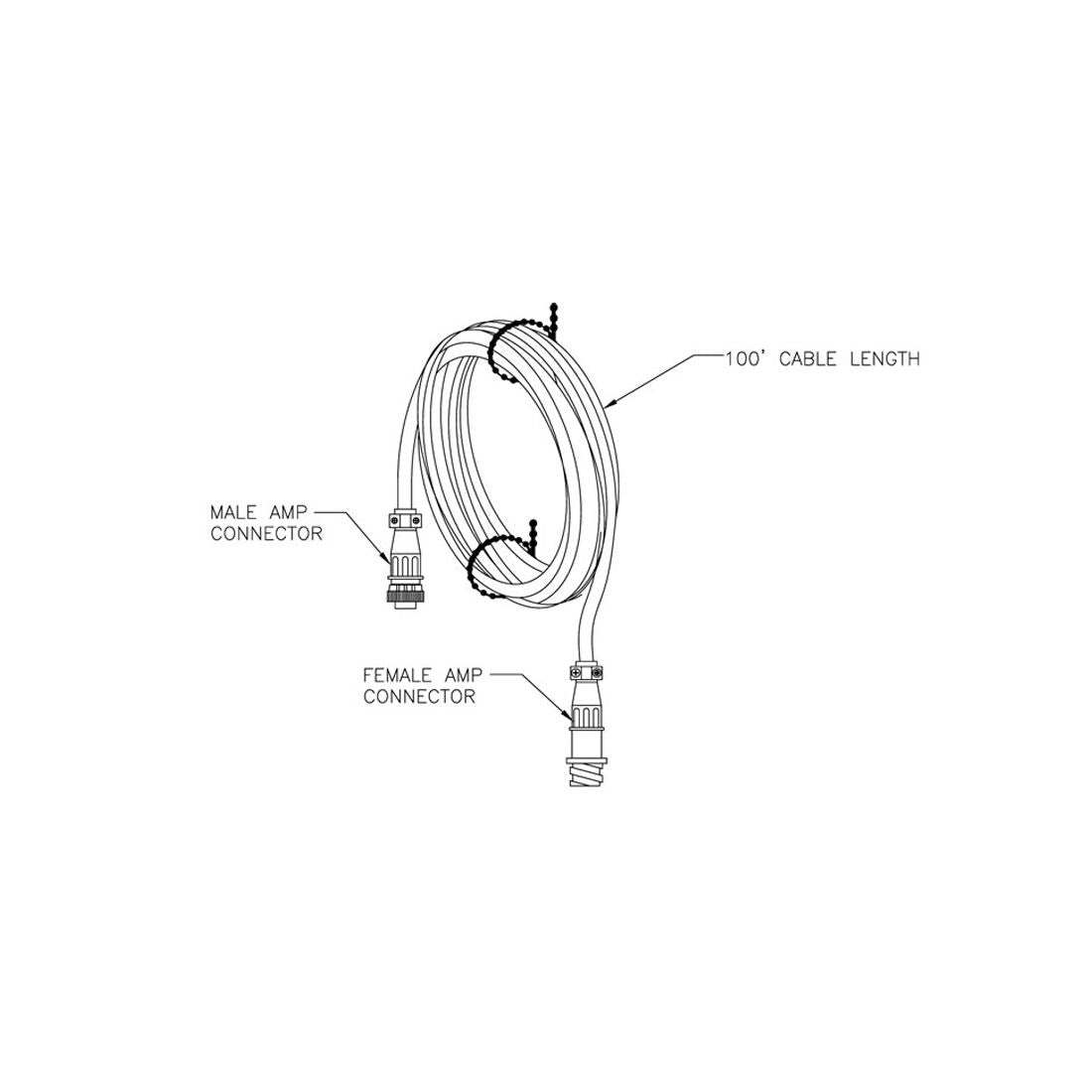 OTS Transducer Cable, 100' w/AMP Connector. Transducer Extension