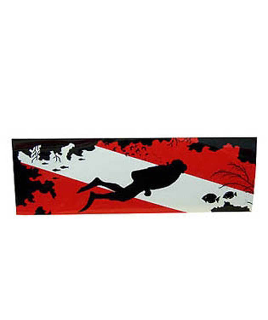 Diver on Flag and Reef Bumper Sticker for Car, and Boat