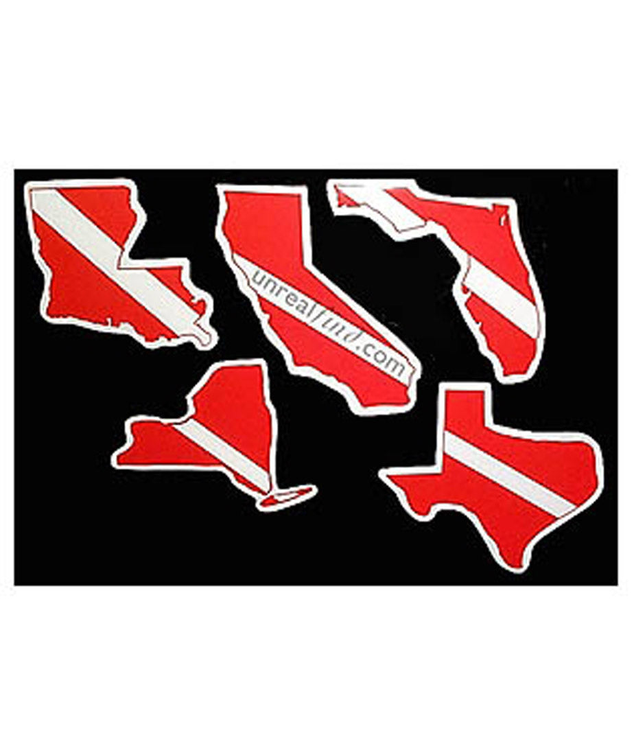State Scuba Diving Bumper Stickers with Dive Flag Colors