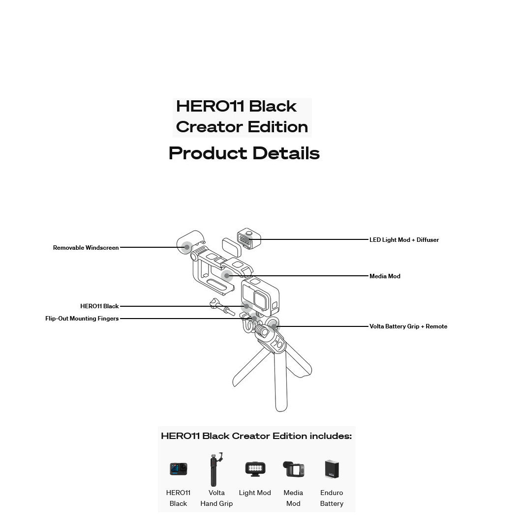 Gopro Hero11 Black Camera Creator Edition - All in One Content Capturing Set