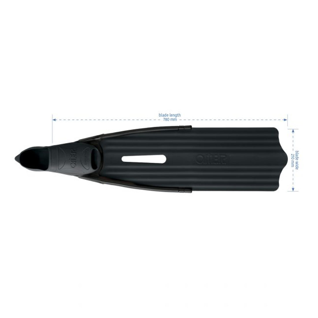 OMER Stingray EVO Long Blade Freediving Spearfishing Fins - PAIR - Black