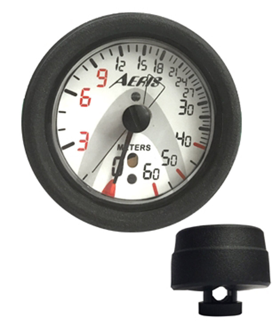 Aeris Metric Hose Mounted Max Depth Gauge for Scuba Diving