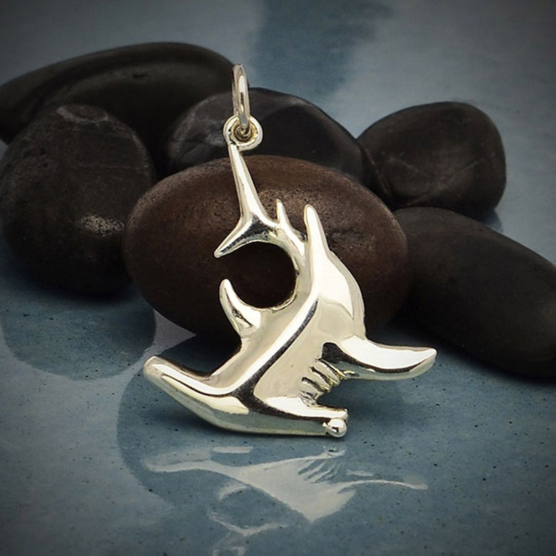 Hammerhead Shark Sterling Silver Charm Necklace Jewelry Pendant