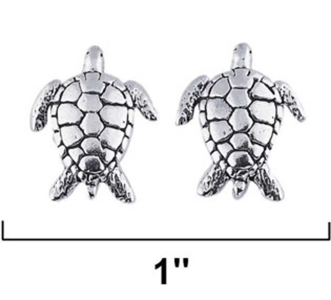 Sea Turtle Ear Studs Sterling Silver Tiny Post Earrings Ocean Marine Nautical Nature Sea Theme Jewel