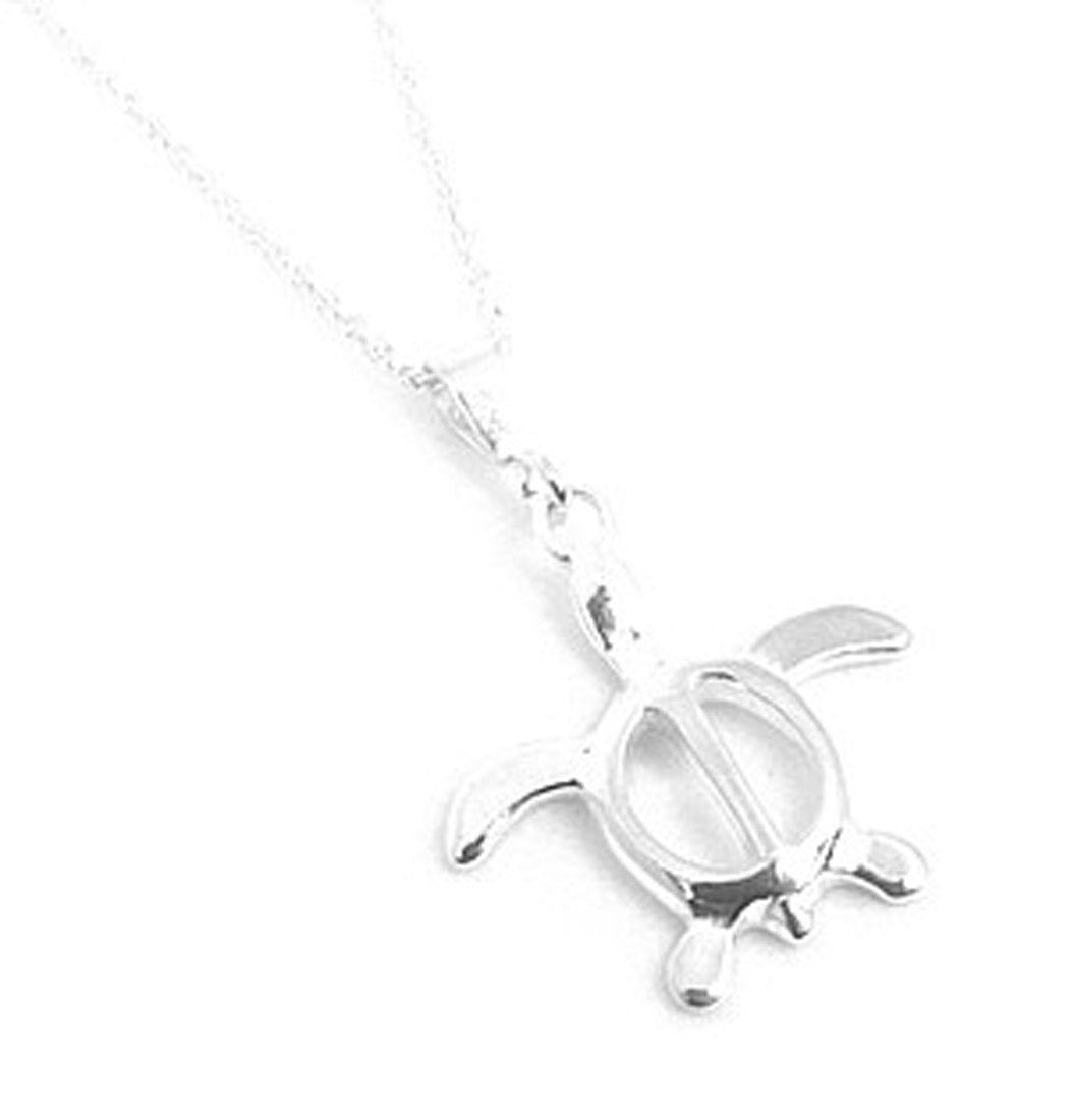 Abstract Sea Turtle Necklace Sterling Silver Charm Ocean Pendant Jewelry
