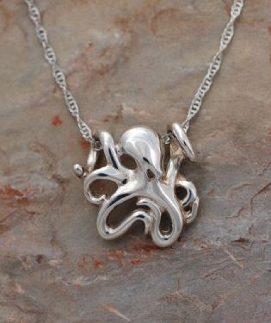 Big Blue Aquatic Mini Silver Pendant on 18