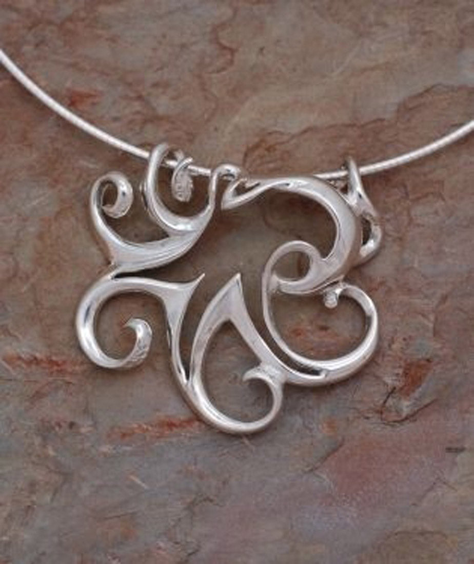 Big Blue Aquatic Seaplicity Octopus Large Silver Pendant - Optional Chain Choices