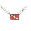Dive Flag In-Line Pendant Charm Necklace Bronze Jewelry Scuba Diver Pendant