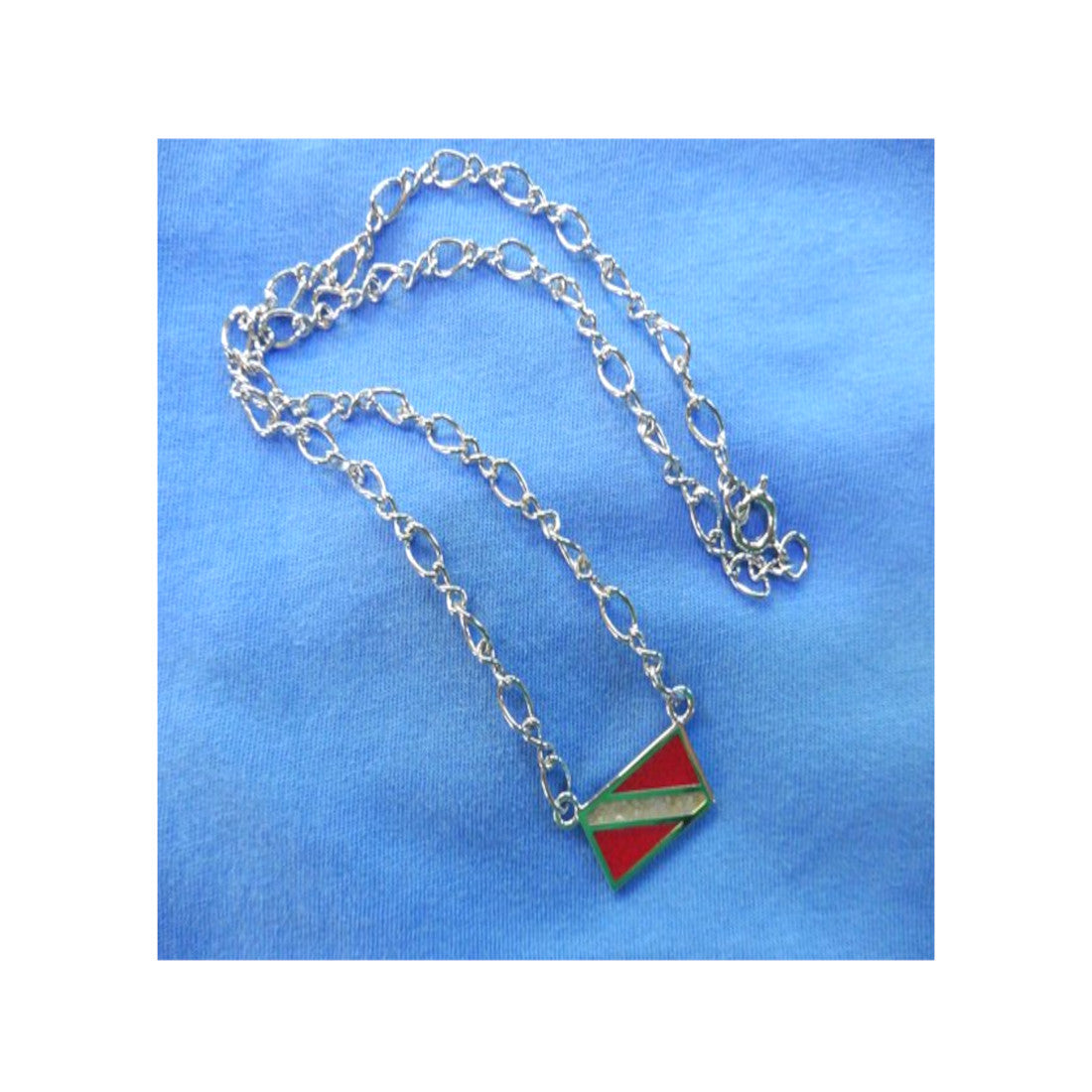 Dive Flag In-Line Pendant Charm Necklace Bronze Jewelry Scuba Diver Pendant
