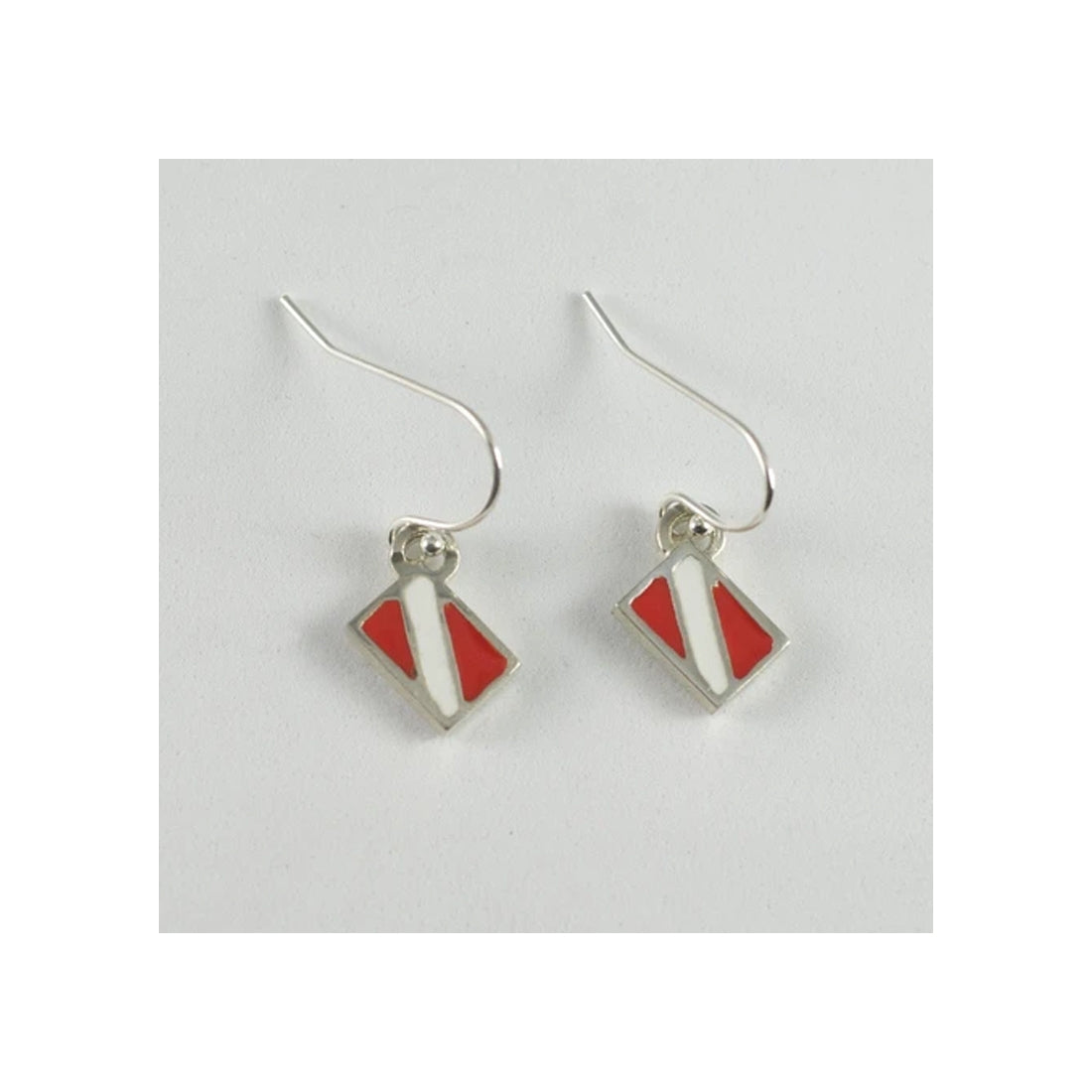 Big Blue Dive Flag Sterling Silver Drop Earrings