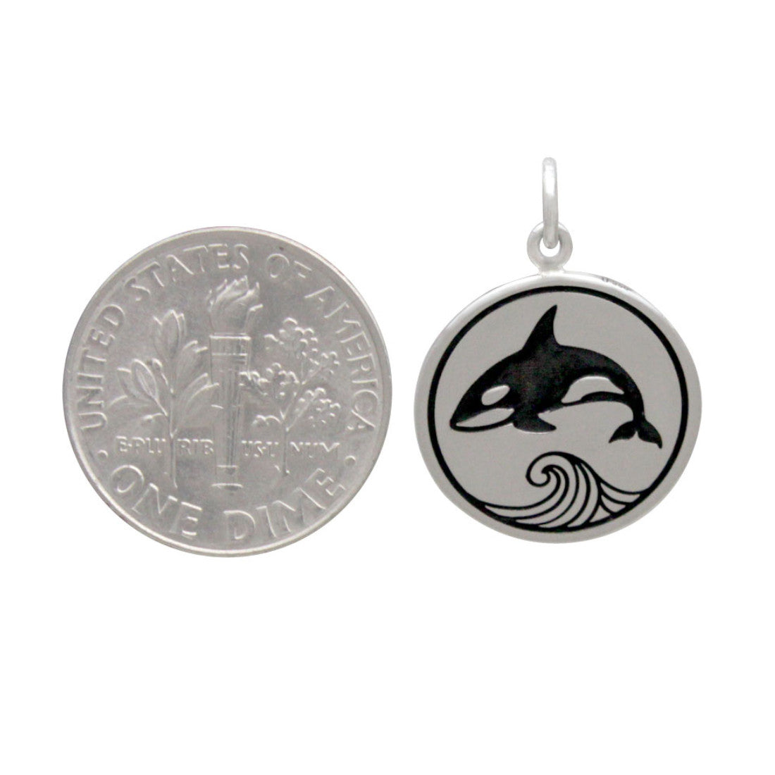 Leaping Orca Sterling Silver Necklace Pendant Ocean Killer Whale Jewelry