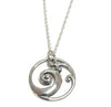 Waves Sterling Silver Round Openwork Pendant Necklace Ocean Inspired