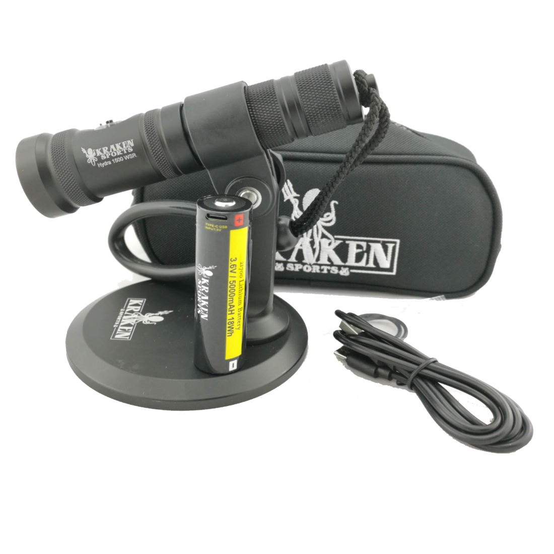 Kraken By I-Torch Hydra 1500 + WSR Light Wide, Spot, Red Dive Light