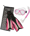 Promate Adult Snorkeling Set Mask, Snorkel, Fin Package w/ Bag