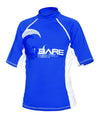 Bare Youth Blue Short Sleeve Sunguard Rash Guard with 50+ SPF UV Protection