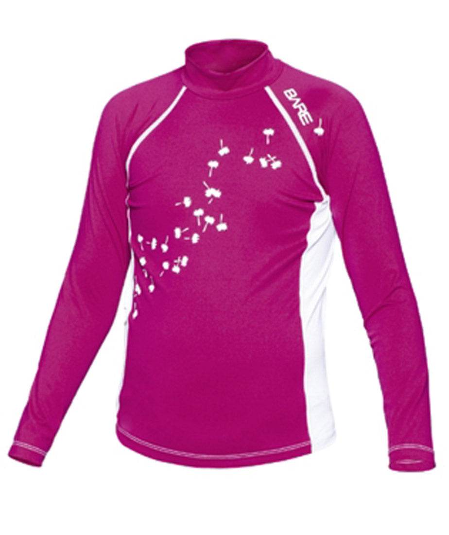 Bare Youth Pink LONG Sleeve Sunguard Rash Guard with 50+ SPF UV Protection