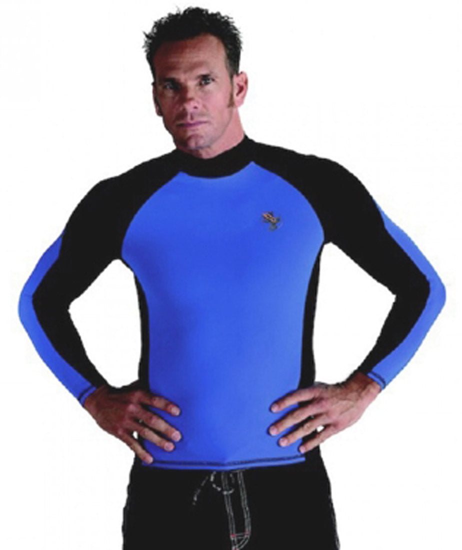 Akona Mens Long Sleeve Rash Guard for Scuba Diving Snorkeling CLOSEOUT Blue AKUV087
