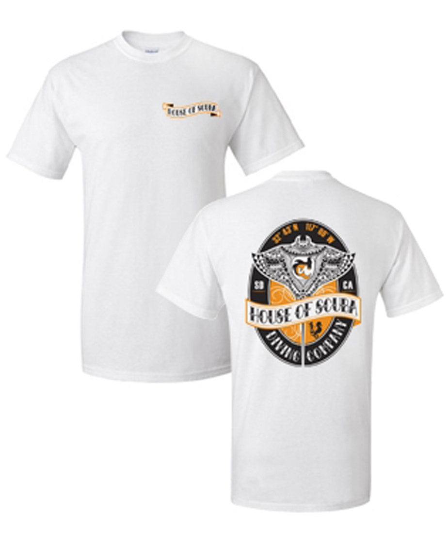 House of Scuba Tribal Manta Ray Graphic White Dive T-Shirt