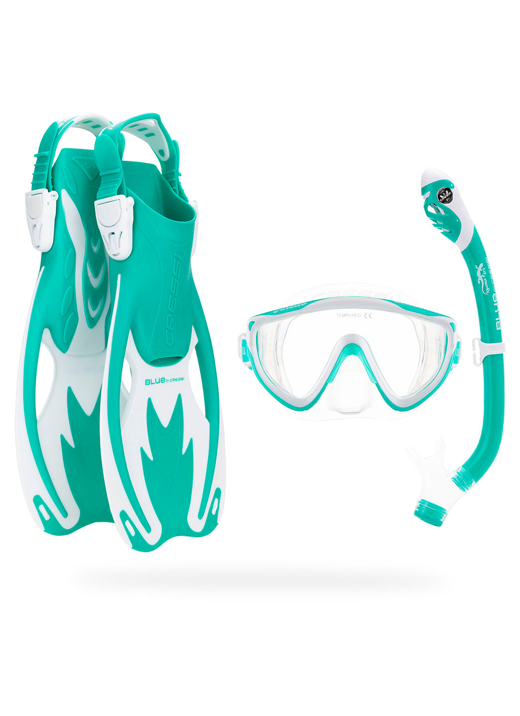 Cressi Tinetto Kids Rocks Dry Mask, Snorkel, Fin Set