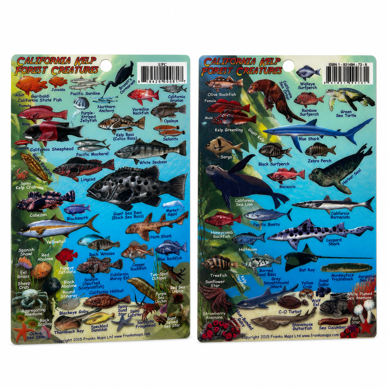Franko Maps Laminated California Fish ID Cards w/ Dive Map