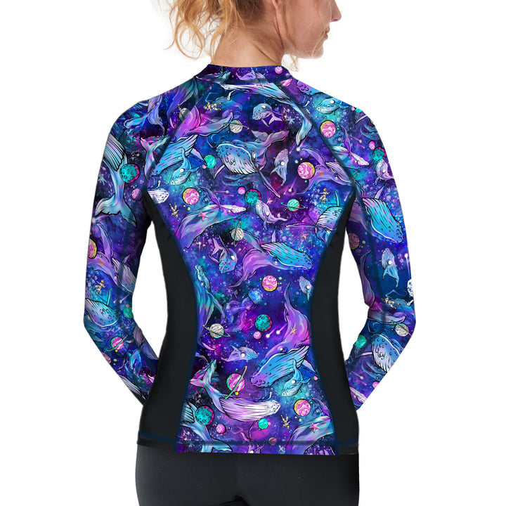 Spacefish Army Womens Cosmic Whale Zip Rashguard