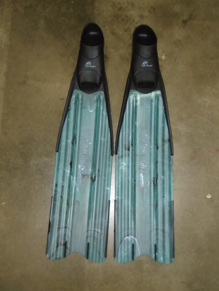 Rob Allen Scorpia Full Foot Freediving Fins Long Blade Scuba Diving Spearfishing - Size SMALL