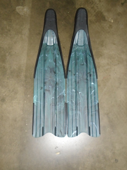 Rob Allen Scorpia Full Foot Freediving Fins Long Blade Scuba Diving Spearfishing - Size SMALL
