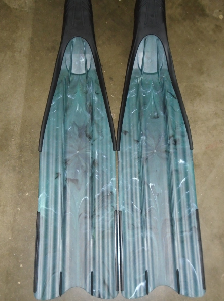Rob Allen Scorpia Full Foot Freediving Fins Long Blade Scuba Diving Spearfishing - Size SMALL