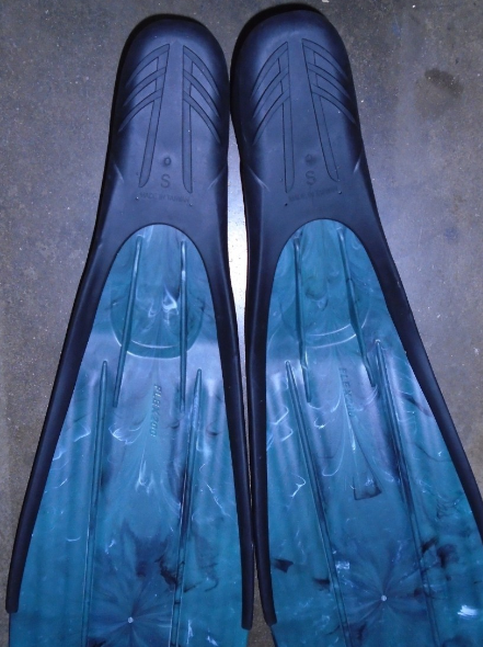Rob Allen Scorpia Full Foot Freediving Fins Long Blade Scuba Diving Spearfishing - Size SMALL