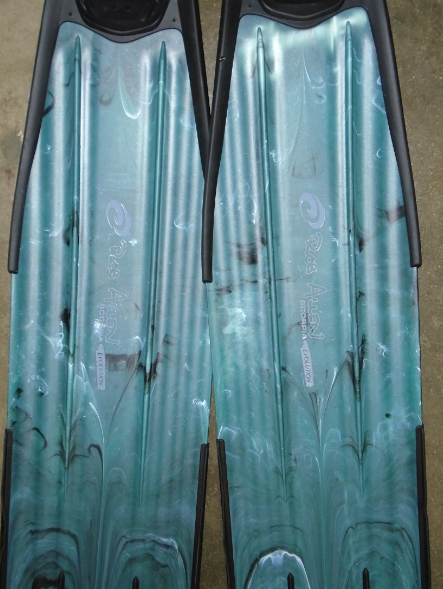 Rob Allen Scorpia Full Foot Freediving Fins Long Blade Scuba Diving Spearfishing - Size SMALL