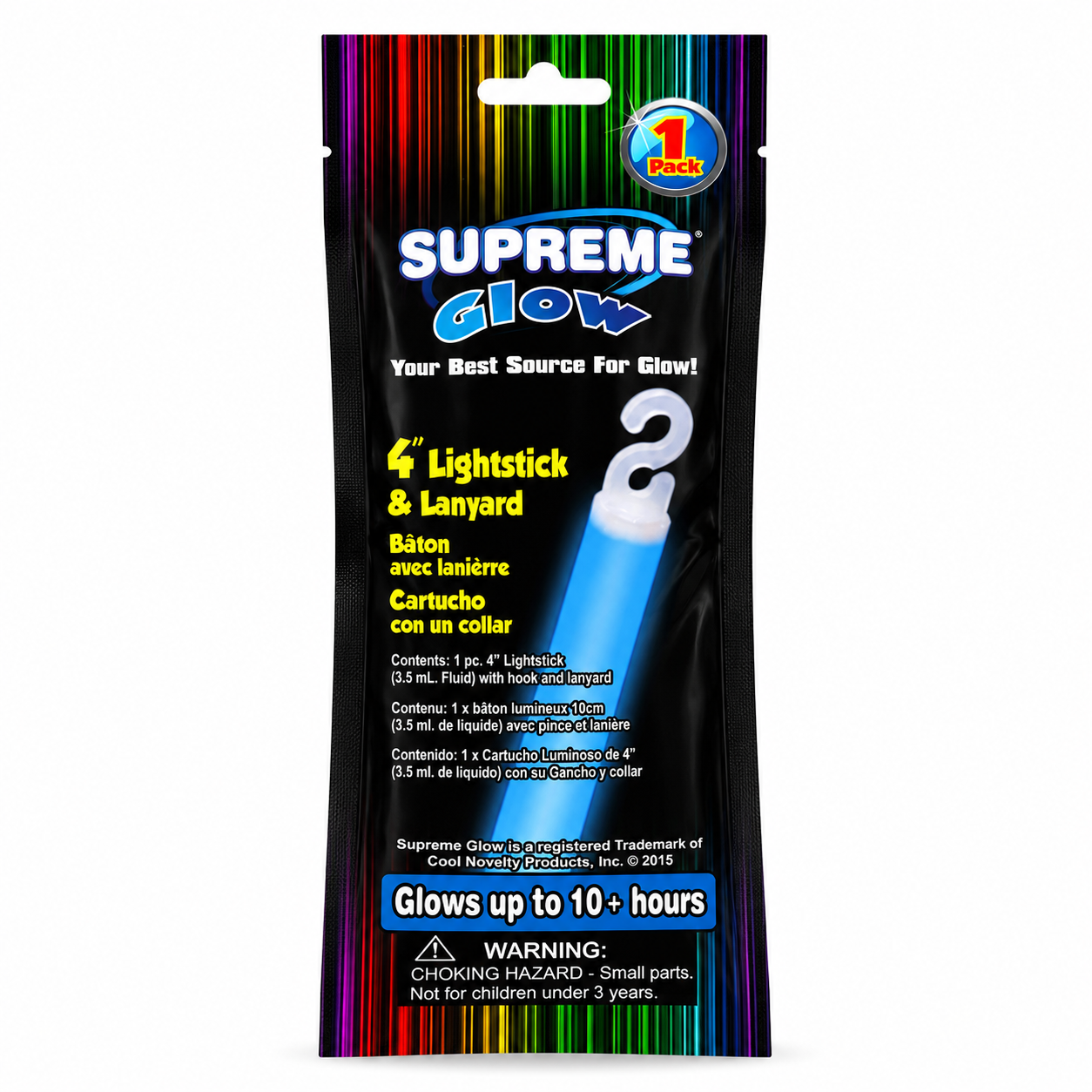 Blue Trident 4-inch glow stick on a white background
