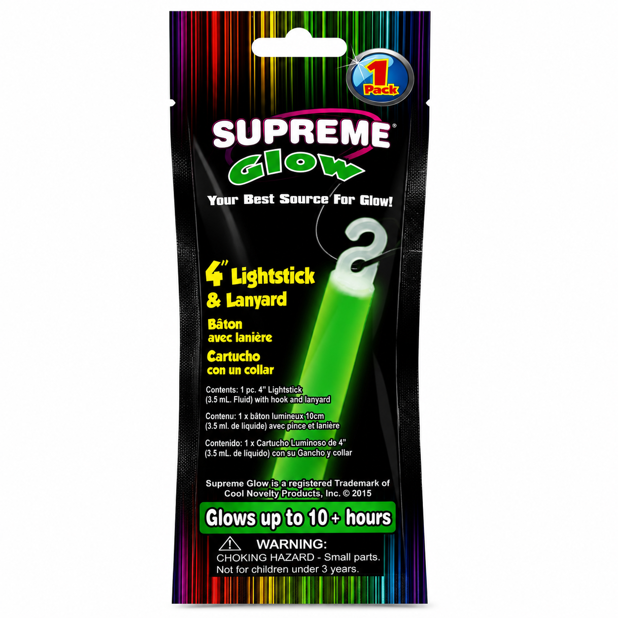 Green Trident 4-inch glow stick on a white background